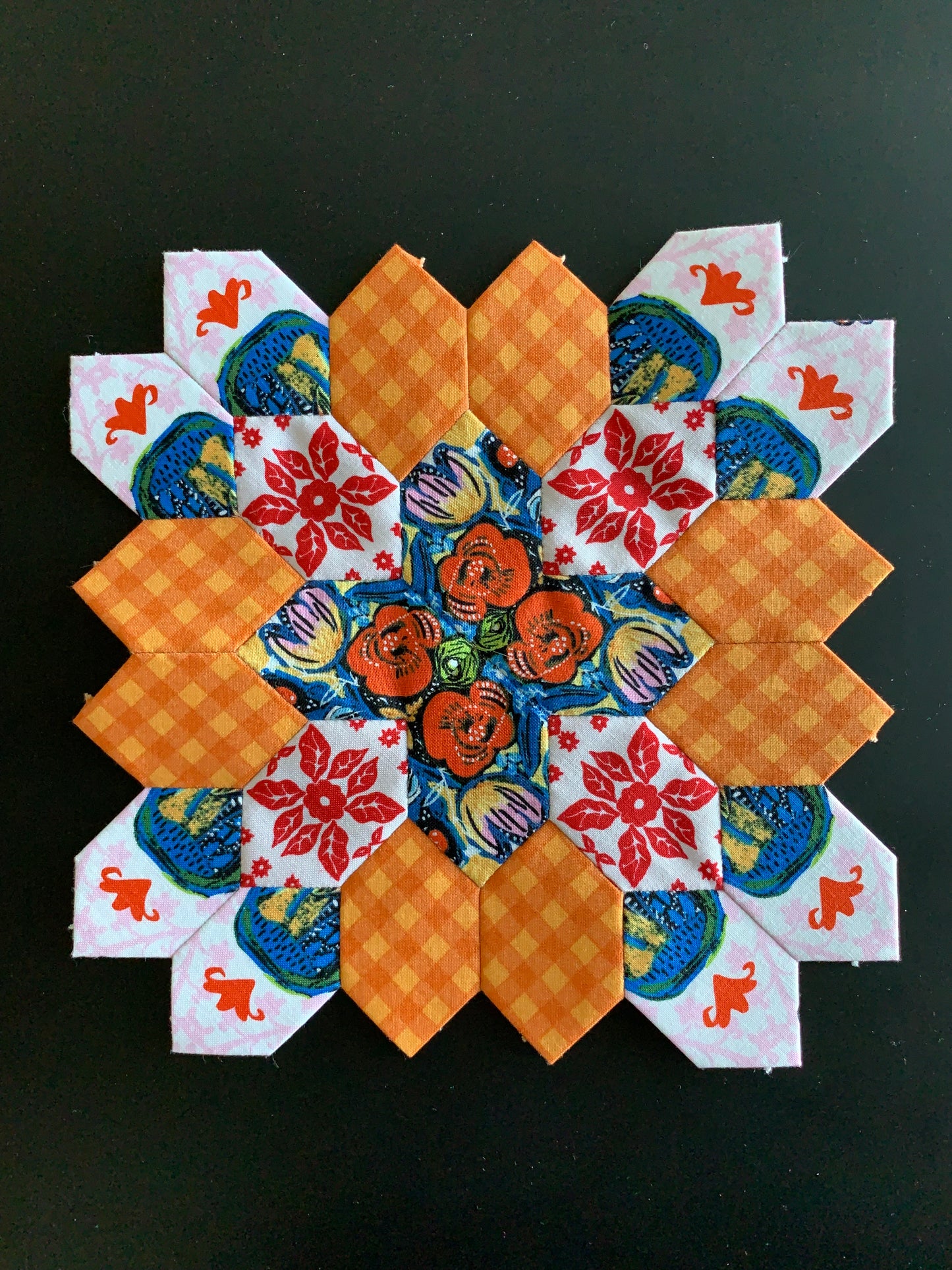 Blue Floral #2 Patchwork of the Cross Block Kit